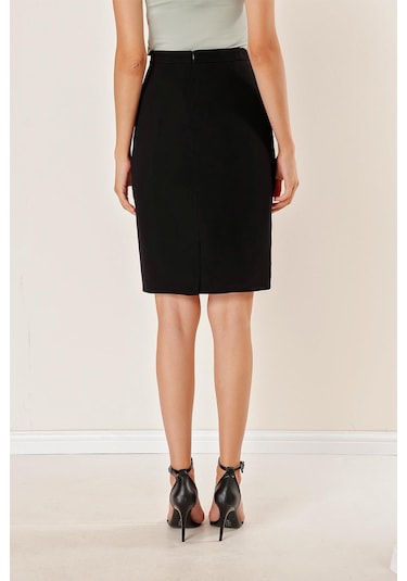 Astarlı İthal Krep Küp Etek - 34093 - Siyah