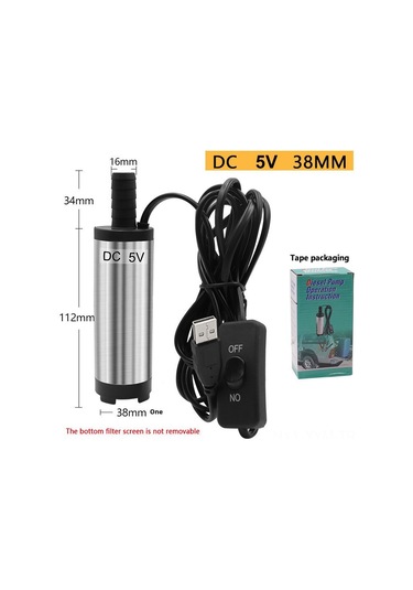 Geeksen 38mm Elektrikli Dc5v/12v/24v Fıstık Pompa - Dizel Ve Yağ Çekimi, Usb Girişli, Renkli Kutulu Gümüş