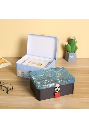 Kilit Anahtarlı Büyük Kapasiteli Teneke Kutu Metal Kutu Yüksek Kaliteli Masaüstü Saklama Kutusu Diğer