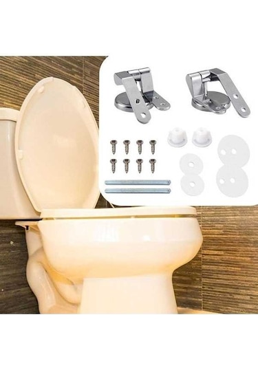 Tongxida Universal Gümüş Klozet Kapağı Menteşeleri Seti, Suntek Tuvalet Kapağı Fikstürleri, Kolay Kurulum, Evrensel Uyumlu Güm Gümüş