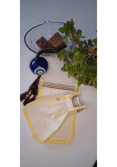 Konfor Sarı Biyeli Kese Seti-2 Adet-cırtlı Kese-cırt Cırt Yapı