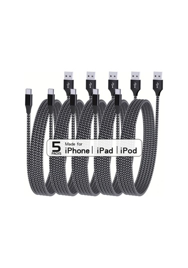Honeybeeshop 5 Adet 300 Cm Usb A'dan Type C Hızlı Şarj Kablosu Siyah Beyaz Samsung Galaxy Ps5