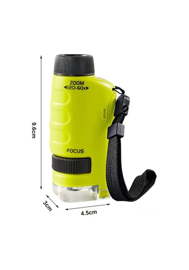 Aubyhe Yeşil Mini Mikroskop 60-120x Büyütme, Led Işık, Hassas Odaklama, Abs Malzeme, Öğrenci Doğa Gözlemi Oyuncak