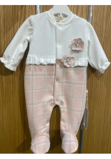 Fırfır Detaylı Çiçek Aksesuarlı Bebe Kız Tulum Pembe