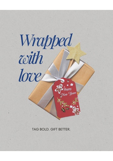 Yılbaşı Happy New Years Yazılı Hediye Etiketi, Yeniyıl Paketleme