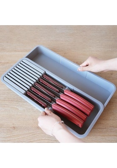 Pazly Genişletilebilir Mutfak Çekmece Bıçak Saklama Kutusu - Siyah Blade Kompakt Tasarım Siyah