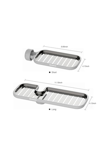 Padalink Gri Kısa Tip Paslanmaz Çelik 360 Döner Musluk Rafı - Su Tüpü İçin, Delme Yok, Su Akışı, Sponge/şampuan Depolama Gri