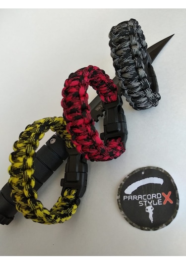 Paracord Ateş Başlatıcılı Paraşüt Ipi Bileklik Çok Renkli