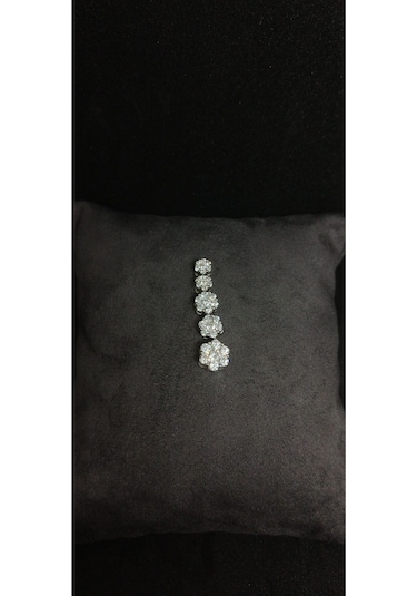 925 Ayar Gümüş Taşlı Çiçek Salkımı Takı Seti - Kolye Ucu, Küpe Ve Yüzük 11,74 Gr. Gümüş