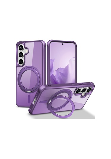 Samsung Galaxy S25 / S24 Kılıfı Magsafe Döndürülebilir Halka Ayaklı Tpu + Pc Telefon Kılıfı İle Uyumlu Mor