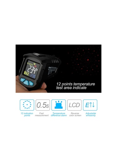 50 550 Endüstriyel Dijital Kızılötesi Termometre Siyah