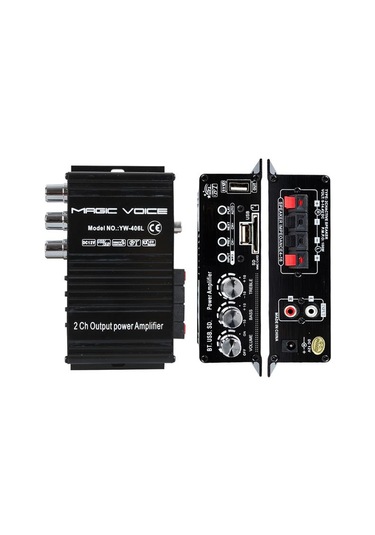 Magıcvoıce Yw-406l 12 Volt 100 Watt Motosiklet Bluetooth Amfi Usb/sd 2 Kanal Pazarcı - Anfi 154x80x42mm