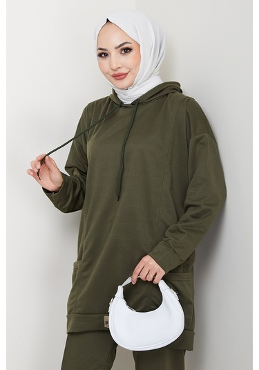 Çift Cepli Kapüşonlu İkili Takım 1663 - Haki Haki