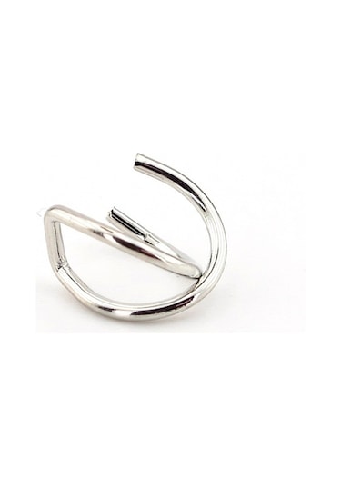 Parlak Gümüş Renkli Earcuff Kulak Kelepçesi Çapraz Sarmal Ex089 Beyaz