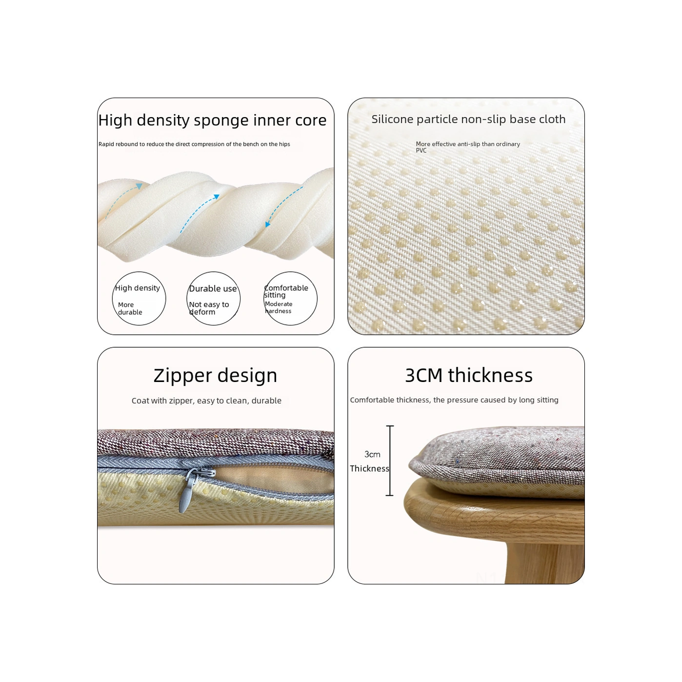 Monyee Yapay Linen透气材质 日本风马蹄形坐垫 43x41x35cm 咖色 聚酯纤维填充 家用餐椅/沙发垫 夏季凉爽 纯色设计 DiğER