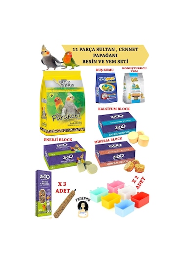 Paraket , Sultan-cennet Papağanı Yem Ve Besin Seti 11'li