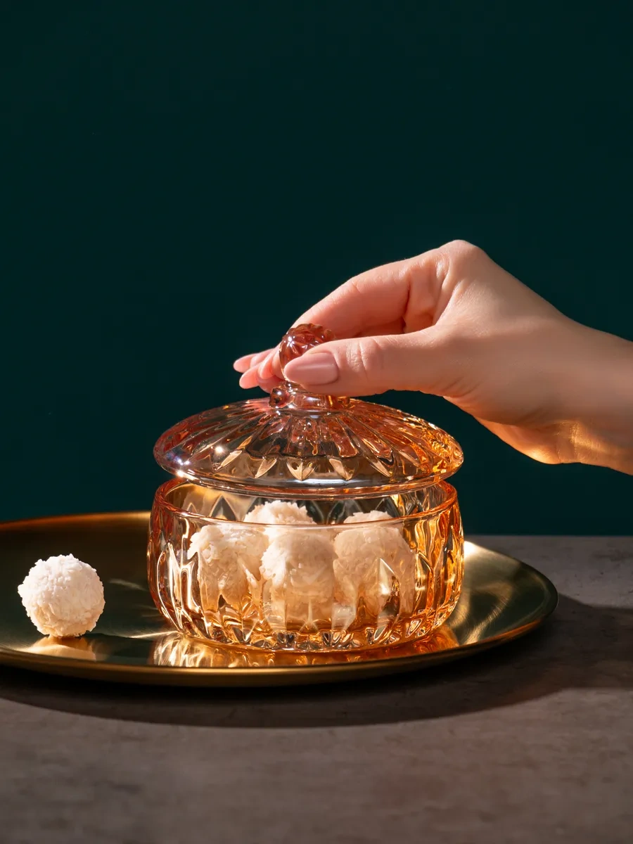 Lefard "crystal Amber" Cam Şekerlik 320 Ml Kapaklı 205448436 Beyaz