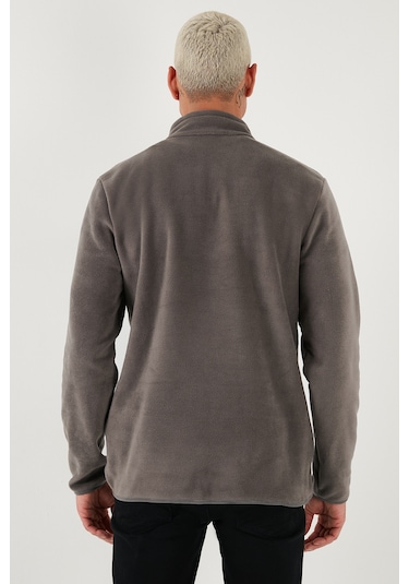 Buratti Regular Fit Anti-Pilling Tüylenme Yapmayan Dik Yaka Kalın Kışlık Şardonlu Erkek Polar 5896700 Antrasit