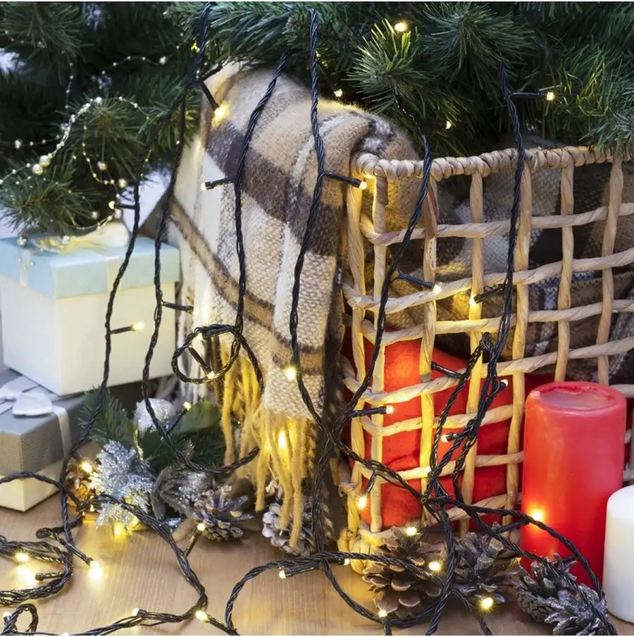 Luazon Lighting 20 Metre Uyumlu Yılbaşı Sıcak Beyaz Ağaç Yaka İsterseniz Şeffaf İpeksi 15288218 Beyaz