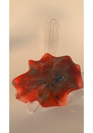 Mavi Yeşil Kırmızı Beyaz Ebruli Geometrik Epoksi Bardak Altlığı Mavi - Yeşil - Kırmızı - Beyaz