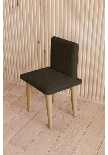 Fahrettin Küçük Çocuk Sandalyesi Çocuk Oturağı Ahşap Sandalye Montessori Sandalye Puflu Siyah Yumuşak Sandalye Siyah