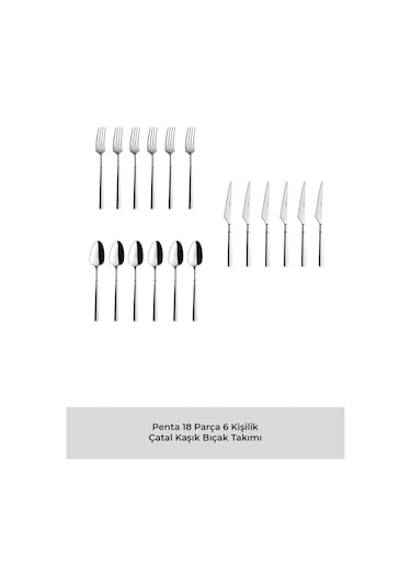 Emsan Penta 18 Parça 6 Kişilik Çatal Kaşık Bıçak Takımı Gümüş