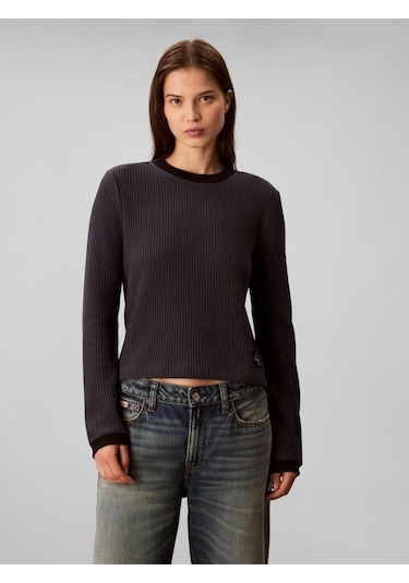 Calvin Klein Ls Waffle Tee-11922 Lacivert