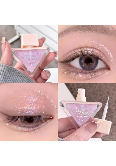 Elmas Köpüklü Sıvı Göz Farı Sedefli Pembe Tek Renkli Glitter Göz Farı Su 02 6.5ml 01