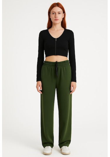 Axxel Kadın Haki İnterlok Eşofman Altı-p2268 Haki