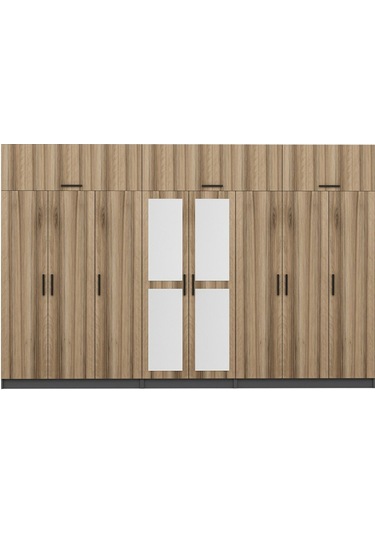 Minar Kale 8 Kapaklı 2 Aynalı 4 Ç Dolap Ve Yüklük Antrasit Dore 255cm Çok Renkli