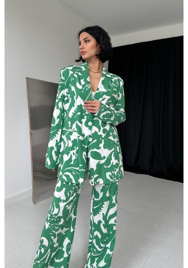 Modasize Yeşil Ceket Ve Pantolon Takım Yeşil