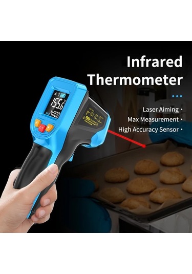 Boatshop1 C400a Yüksek Hassasiyetli Kızılötesi Termometre Endüstriyel Mutfak Fırın Yağ Ve Su Sıcaklık Ölçer