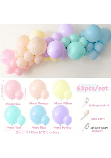 Willowhaven Renkli 63 Parça Pastel Balon Seti - Düğün Doğum Günü Dekorasyonu Renkli