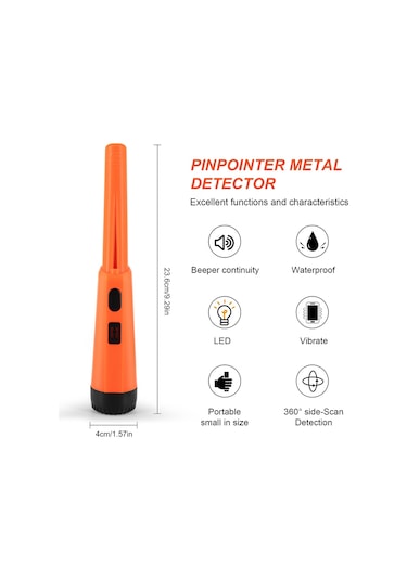 Lcd Ekran Metal Dedektörü Pinpointer El Pin Pointer Değnek Yetişkin Çocuklar İçin Yaylı Tokalı Hazine Bulucu Probu Pilsiz - Turuncu