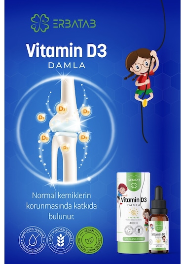 Erbatab Kids Vitamin D3 400 Iu Damla 20 ML