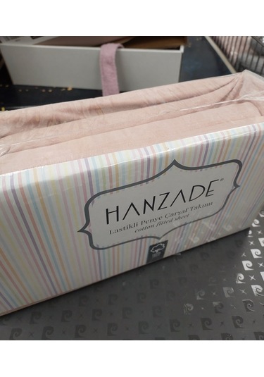 Hanzade %100 Pamuk Penye Lastikli Çift Kişilik Çarşaf Seti 160x200+30 - Pudra Pudra