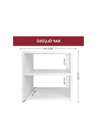 İki Raflı Çok Amaçlı Beyaz Komodin Açık Bej