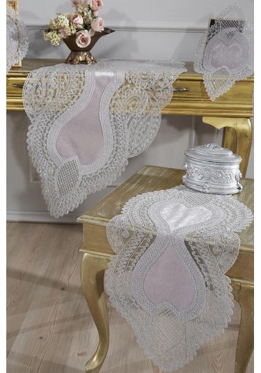 Fransız Güpürlü Kadife Yağmur Salon Takımı 5 Parça Gri Gri