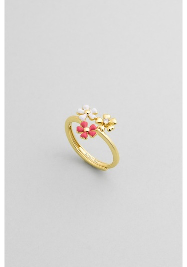 Sevilla Çiçeği 18 Ayar Sarı Altın Kaplama Gümüş Ayarlanabilir Yüzük Sarı