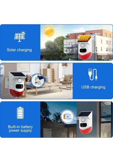 Xianwen Geeroyoo Güneş Enerjili Hareket Sensörlü 120db Alarm, Su