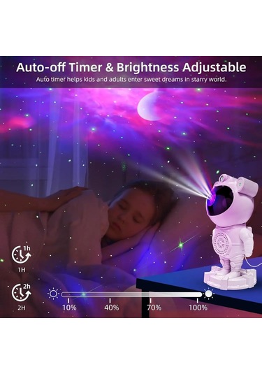 Bukrem Store Astronot Gece Lambası & Bluetooth Hoparlör Yıldız Projektörlü, Uzaktan Kumandalı, Atmosferik Led Işık