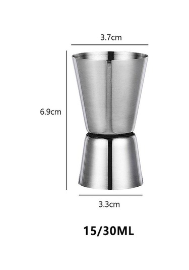 Ölçü Kabı Çift Kafalı Tasarım Çevre Dostu Paslanmaz Çelik 15ml & 30ml Gümüş