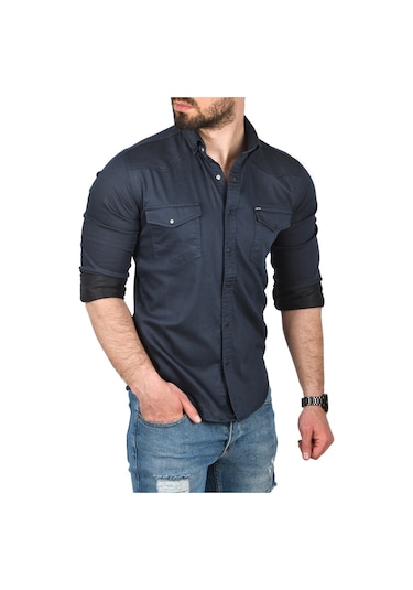 Deepsea Erkek Lacivert Slim Fit Pamuklu Cepli Kot Gömlek Çıtçıtlı Uzun Kollu Spor Gömlek 2502503 Lacivert Deepsea Erkek Lacivert Slim Fit Pamuklu Cepli Kot Gömlek Çıtçıtlı Uzun Kollu Spor Gömlek 2502503 Lacivert