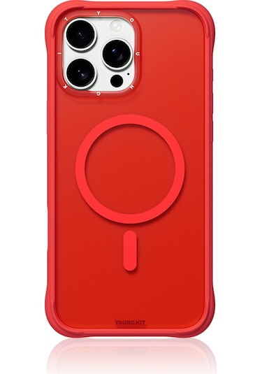 İphone 16 Pro Max Uyumlu Kılıf M-safe Şarj Özellikli Youngkit Macaroon Serisi Kapak Kırmızı
