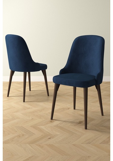 Ikon Meşe Desen 80x132 Mdf Açılabilir Mutfak Masası Takımı 4 Adet Sandalye Lacivert