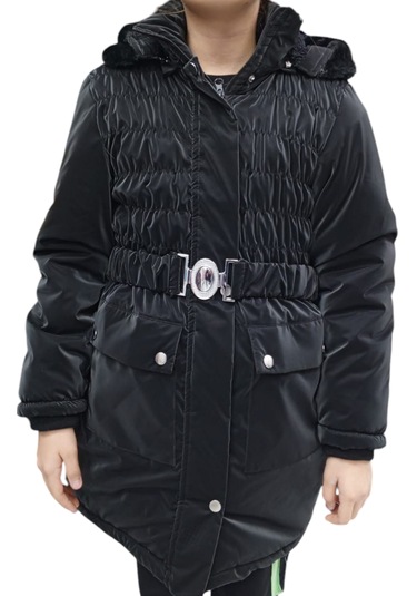 Kız Çocuk Önü Gipeli Kemerli Kapüşonlu Fermuar Çıtçıt Kapamalı Peluş Astarlı Siyah Midi Boy Mont Siyah Kız Çocuk Önü Gipeli Kemerli Kapüşonlu Fermuar Çıtçıt Kapamalı Peluş Astarlı Siyah Midi Boy Mont Siyah