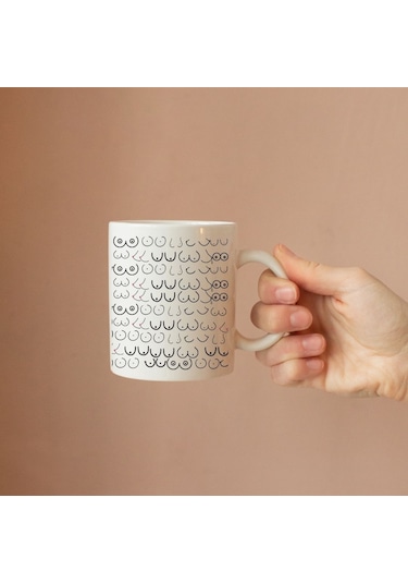 Meme Nipple Baskılı Kupa Bardak - Sevgiliye Arkadaşa Hediye 3656 Beyaz