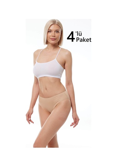 Malabadi 187 4'lü Paket Kadın Modal Ara Bel Dar Kalıp İz Yapmayan Slip & Külot Ten