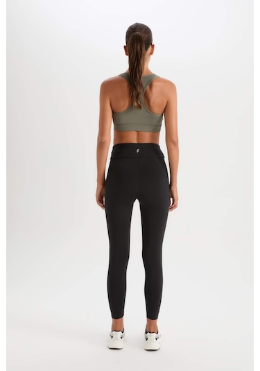 DeFactoFit Yüksek Bel İçi Yumuşak Tüylü Beli Saran Basic Düz Sporcu Tayt W8206AZ25SPBK81 SiYAH