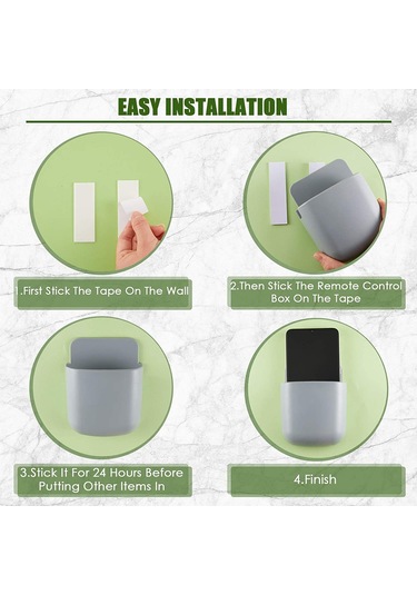 Kosona Duvar Takılı Plastik Uyumlu Kumanda Saklama Kutusu - Tv Klima Kumandaları İçin Dayanıklı Depolama Rafı Koyu Mavi - Gri